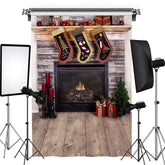 Kamin Wand Weihnachten Socken Foto-Shooting Hintergrund